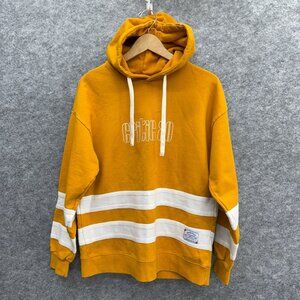 Vintage Y2K Critic 80 Hoodie Men's Korea Hip Hop Retro, Yellow White, Size M
